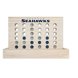 Rico Industries NFL Seattle Seahawks 4-in-A-Row Travel Board Game Wooden 4 in a Row Board Game Line up 4 Game Travel Board Games for Kids and Adults