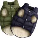 Syhood 2 Pieces Dog Jacket 2 Layers Fleece Lined Dog Jacket Warm Soft Windproof Small Pet Coat for Winter Cold Weather(M,Navy,Green)