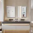 IDYLLOR Bathroom Medicine Cabinet with Beveled Edge Mirrored Door 16 x 22 inch, Recessed or Surface Mount, with Adjustable Glass Shelves