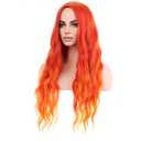 MAGQOO Orange Ombre Flame Fire Wig Long Curly Wavy Ombre Orange Wigs for Women Girls Middle Part Heat Resistant Hight Density Synthetic Wigs