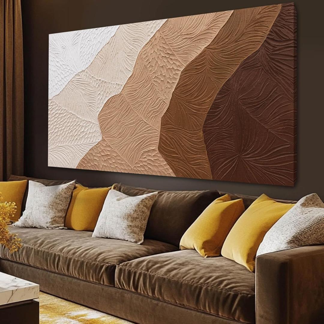 SOUGUAN Modern Wall Art Abstract Wall Decor Neutral Art Paintings 24"x48" Canvas Painting for Dining Room Area Poster for Bedroom (Orange)