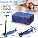 3 Wheel Kids Kick Scooter for Ages 3-12, Lean-to-Steer, Light-Up Wheels, 3-Level Adjustable Handlebar 27.5-33, Wide Non-Slip Deck, Dual Rear Brake,Travel Foldable, for Boys & Girls Toy Gifts