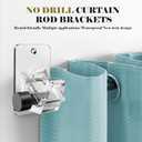 No Drill Curtain Rod Brackets, Universal Curtain Rod Holder, 4 Pack Self Adhesive Curtain Rod Bracket Heavy Duty 30 LB, Nail Free Curtain Rod Bracket for Bathroom, Bedroom, Livingroom, Transparent