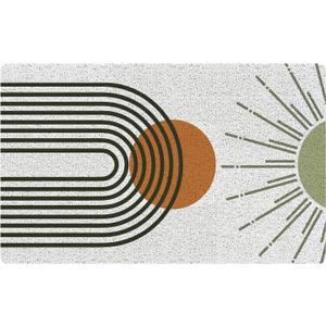 Abstract Boho Door Mat, Modern Century Modern Boho Terracotta Sun Welcome Mats Doormat for Front Door Porch Indoor Outdoor Entrance Entryway, Sun Bath Mat, 17x30 Inch