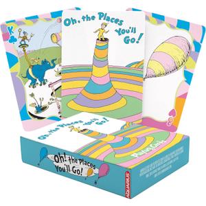 AQUARIUS Oh, The Places You'll Go Playing Cards - Dr. Seuss Themed Deck of Cards for Your Favorite Card Games - Officially Licensed Dr. Seuss Merchandise & Collectibles