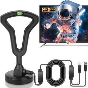 2025 HIDB Smart TV Indoor Antenna, Suitable for Long-Distance Reception of All Local Channels, Supports 4K 1080P, with a Strong Magnetic Base for Easy Installation, 16-Foot coaxial Cable.