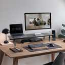 Across-Star Dual-Monitor-Stand-Riser-For-Desk Adjustable Length 32-40 InchLarge Desktop Computer Monitor Riser For 2 ScreensDesk Shelf Organizer Riser Stand For Computer/Laptop/PC/Printer/TV Black