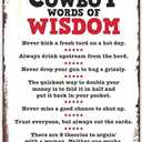 Cowboy Words of Wisdom Funny Western Sign Retro Art Home Bar Restaurant Coffee Shop Garden Garage Wall Decor Classic Metal signs 8x12 Inch