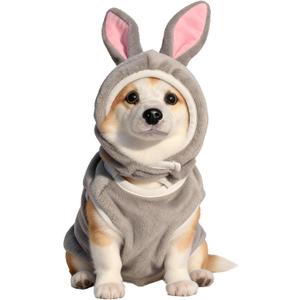 Pet Costume for Small Dogs Cats,Halloween Hoodies Winter Puppy Coat Outfits Funny Pajamas Clothes for Christmas Party,Grey Bunny L