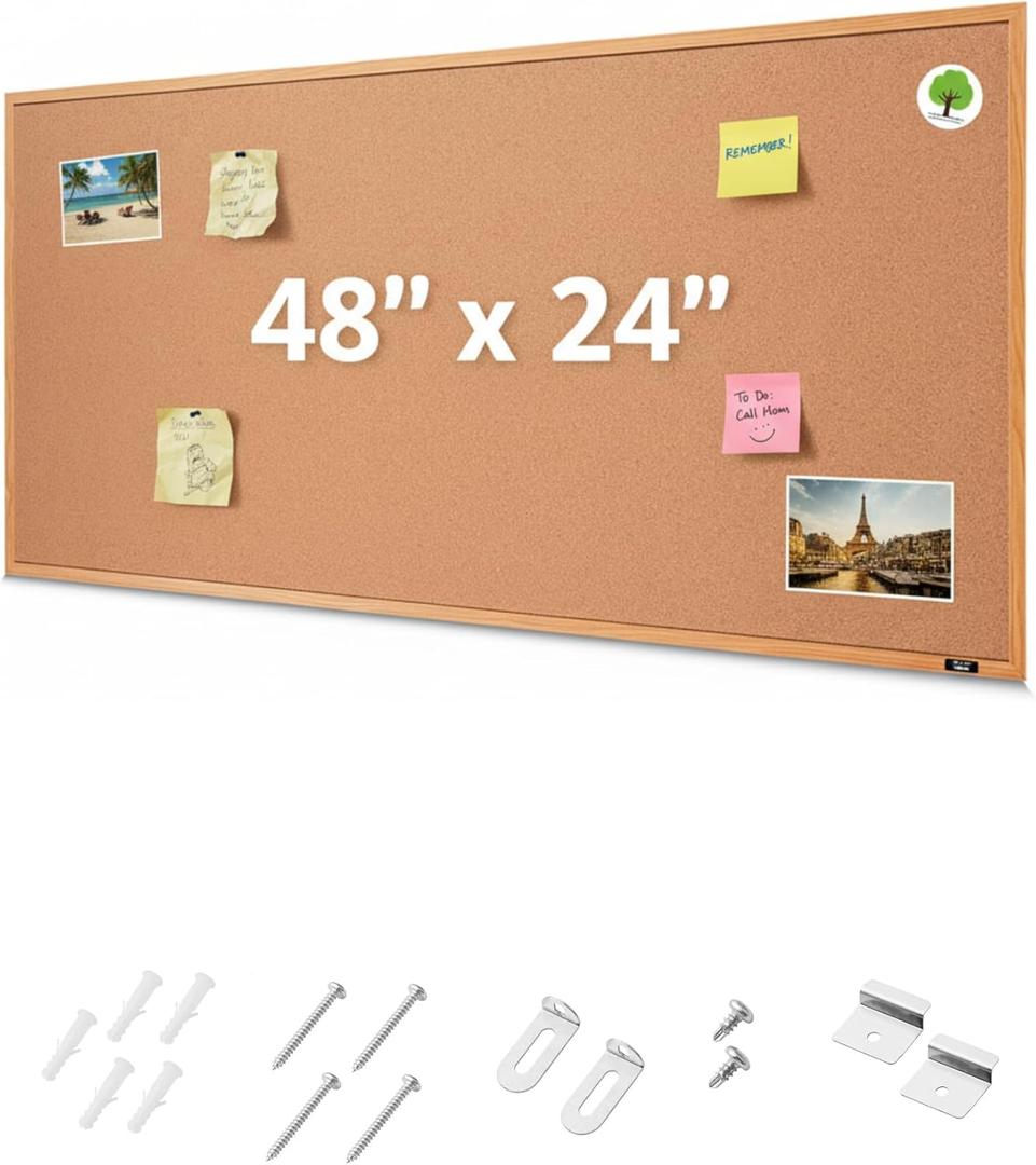 Mr. Pen- Cork Notice Board, 48 X 24 Inches, Cork Bulletin Board for Walls, Pin Boards, Framed Corkboard, Decorative Hanging Pin Boards, Perfect for Office & Home Decor