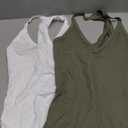 iGENJUN 3 Pack Workout Tops for Women Racerback Basic Tank Summer 2025 Camisole V Neck Slim Fit Ribbed Sleeveless (Medium, Black White Armygreen)