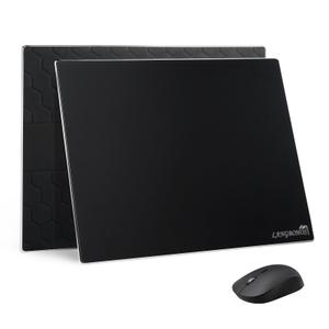 LANGBOHOS Glass Mouse Pad Micro Etched Surface and Whole Silicone Base,Improved Precision and Speed,Durable, Easy to Clean, Suitable for Gaming and Office Use (Dark-16 * 12'')