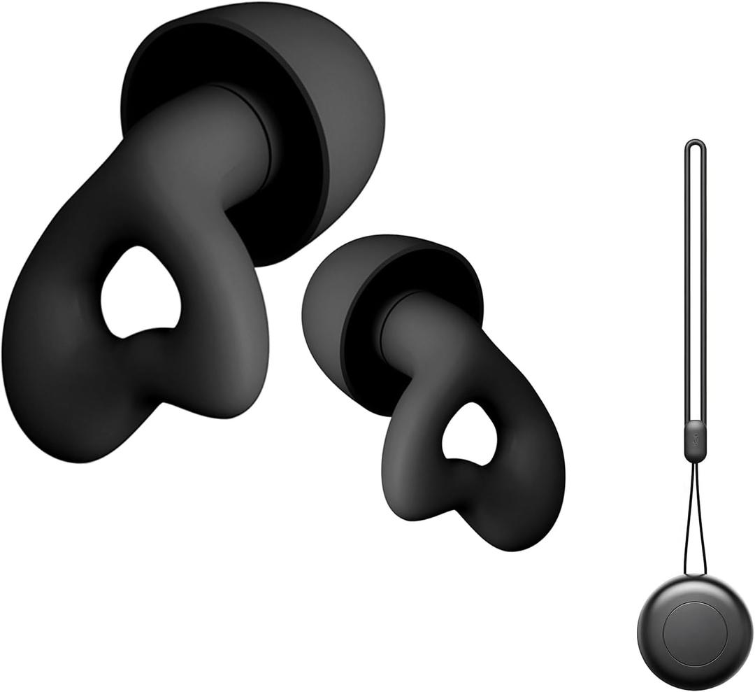 3 x Ear Plugs for Sleeping Noise Cancelling Sleep Earplugs Reusable Silicone Hearing Protection Earplug, 45dB Noise Reduction, 4 Sized Earplug with Case, Apply to Live Events, Musicians, Sports(Black)