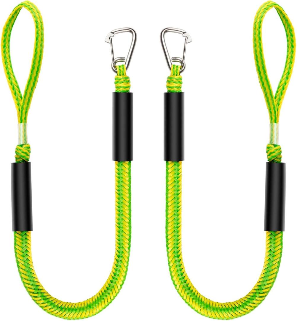 Bungee Dock Lines - Quick and Easy Dock Rope for Jet Ski, PWC, Seadoo, WaveRunner, Pontoon, Bass Boat, Size: 1 Loop 1 Clip End