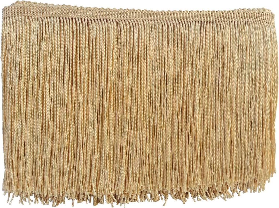 Chainette Fringe Trim 6 Inch 10 Yards Tassel Fringe Trim for Sewing Craft DIY Decoration(906 Light Gold)
