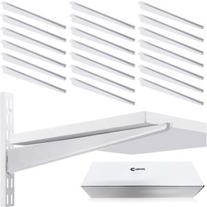 CroBlissful 20 Pcs Adjustable Shelf Brackets for Double Track System Closet Organization Heavy Duty Wire Shelf Brackets(White,14.5 Inch)