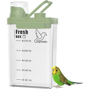 3 Qt/2.8 L Bird Seed Storage Container with Lids Airtight Measuring Cup, Bird Seed Dispenser Pet Food Container Are Used to Store Bird Food, Chicken Feed BPA Free (2.8L, Green)