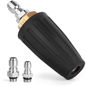 Pressure Washer Tips Turbo Nozzle, 4000 PSI Max. 5000 PSI 360 Rotating Spray Pressure Washer Turbo Tips with 1/4 3/8 Quick Connect for Garden Car Concrete Brick Vinyl Surface 4.0 GPM 4.0 Orifice (Black)