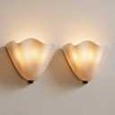 PIAOLING French Country White Milk Glass Tulip Wall Sconce, 2-Light | 4.3" Slim Profile, Alabaster Texture, Iron Base, 2x E14 Sockets, Vintage Wall Light for Bedroom Hallway (2-Pack), 10" W x 9.4" H