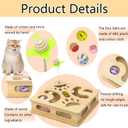 Interactive Wooden Cat Puzzle Toy Box Indoor Hunting Play Toy to Stimulate Your Cats Energy and Instincts (Burlywood)