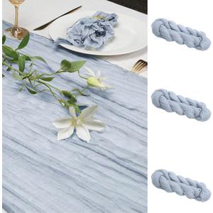 Le courant 3 Pieces Cheesecloth Table Runner Mothers Day 10Ft Cheese Cloth Gauze for Boho Rustic Wedding Baby and Bridal Shower, Birthday Party Table Decor , Home Decorations Dusty Blue