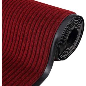 Commercial Grade Door Floor Mat 3' x 16.4' Brush Step Entrance Mat Slip Skid Entrance Mat with PVC Backing Home Office Hotel Corridor Indoor Outdoor Runner Rugs Corridor Floor Carpet, Red