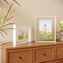 Egofine 11x14 Floating Frames Set of 4, Double Plexiglass Picture Frame, Made of Solid Wood, Display Any Size Photo up to 11x14, Wall Mount or Tabletop Standing, Natural Wood