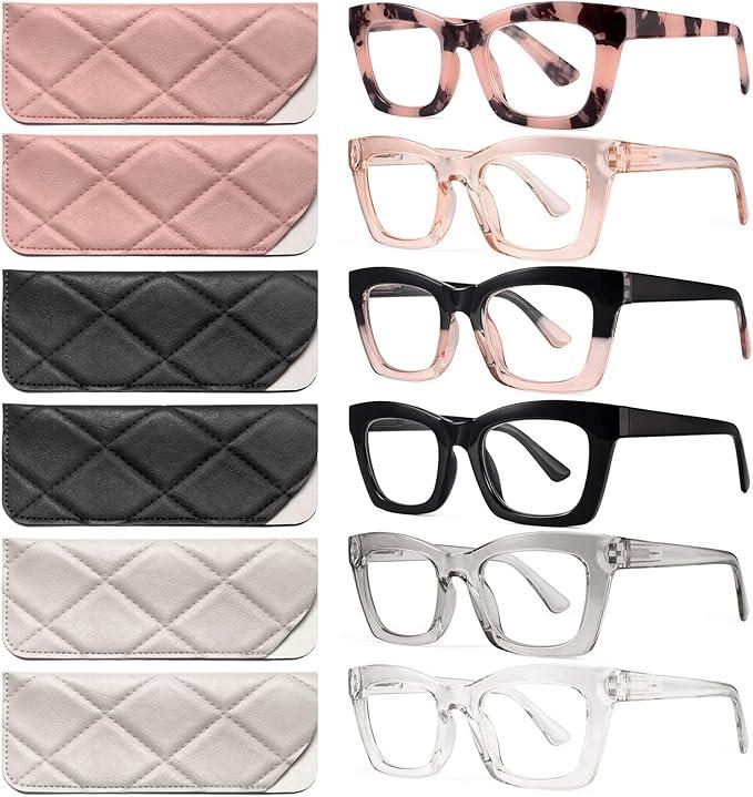 CCVOO 6 Pack Oprah Reading Glasses for Women, Eyeglasses, Blue Light Readers for Women, Computer Eye Glasses, Cheaters, +1.5