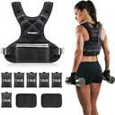 PACEARTH Adjustable Weight Vest 11-20lbs  X-Shape Weighted Vest for Women and Men, Home Workout Ironsand Vest with Zipper Pouch and 6 Weight Packs Black