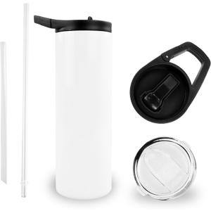 Hogg 20 oz Sublimation Tumblers Duo (16 Units) - Comes with 2 Lids, Sublimation Blanks, Bulk Tumblers with Lids and Straws, 20oz Skinny, Blank Cups