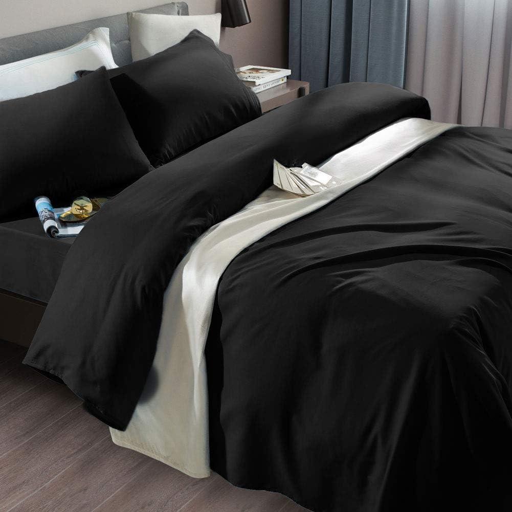 SONORO KATE Bed Sheet Set Super Soft Microfiber 1800 Thread Count Luxury Egyptian Sheets Fit 18-24 Inch Deep Pocket Mattress Wrinkle-6 Piece, Black, Queen