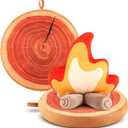 3 Pcs Pretend Campfire Set Includes 1 Fake Campfire Plush Toys and 2 Wood Pillow Pretend Camping Set for Kids Home, Couch, Sofa, Bedroom, Living Room Decor, Camping Themed Decor Toys