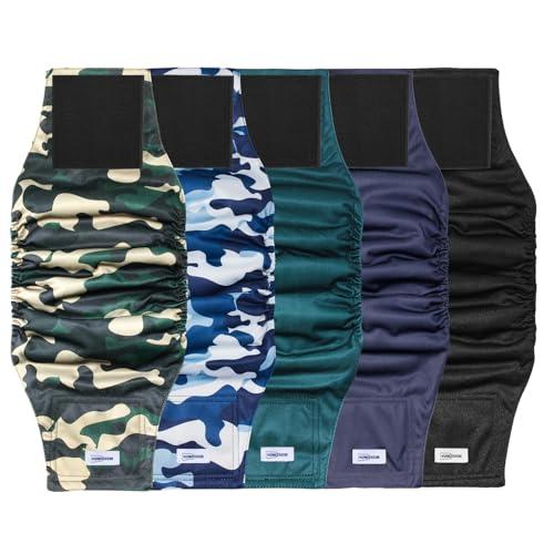 Reusable Dog Diapers Male, Premium Washable Belly Bands for Male Dogs, Pack of 5, High Absorbing Large Male Dog Wraps for Doggie & Puppy in Incontinence or Excitable Urination and Training(L)