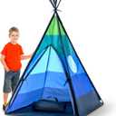 USA Toyz Happy Hut Teepee Tent for Kids - Indoor Pop Up Teepee Kids Playhouse Tents for Boys, Girls, Toddlers with Portable Storage Bag (Blue)