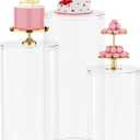 Wokceer Cylinder Pedestal Stands for Party 3Pcs Clear Round Cylinder Tables for Parties Pedestal Stand Display Plinth Pillars for Wedding Birthday Party Art Decor 35.4"",29.5"",23.6"" H