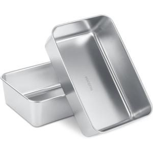 AKOLAFE 2 Pack Stainless Steel Loaf Pan 8.5 x 5.5 Inch Banana Bread Pan for Homemade Bread Loaf Pans for Baking Bread Tin Sourdough Bread Baking Pan Metal Sandwich Loaf Bread Pans for Meatloaf, Cake (Regular)