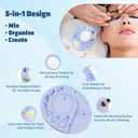 5-In-1 Silicone Makeup Palette Cosmetic Palette, Multifunction Makeup Mixing Palette with Spatula Tool For Nail Art, Eye Shadow, Eyelash Glue Foundation Color Palette Light Blue