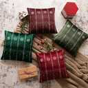 Foindtower Pack of 2 Decorative Velvet Christmas Pattern Throw Pillow Covers Holiday Print Cushion Cover with Snowflake Accent Pillowcase for Couch Sofa Living Room Home Decor,2020 Inch,Dark Green