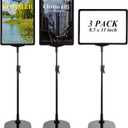 CYEAH 3 Pack Sign Holder Stand, 8.5x11 inch Floor Standing Sign Holders, Height Adjustable Sign Stands with Aluminum Snap Open Frame for Vertical/Horizontal Sign Displayed for Malls, Schools, Restaurants
