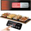 ThermaPlate XL Warming Tray | 39"x14" Glass Electric Food Warmer for Parties, Buffets & Dinners | 1" Thin Countertop Hot Plate, | Adjustable Presets, Sleek Touch Controls, Safe Design