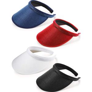 Sun Visor Hats for Women Men Clip on Wide Brim Visor Hats Sports Tennis Golf Cap for Travel Outdoor Activity (Black, White, Navy Blue, Red)