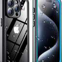 Temdan for iPhone 15 Pro Case Waterproof, [Built-in Screen Protector][IP68 Underwater][15FT Military Drop Proof][Dustproof][Real 360] Full Body Shockproof Protective Phone Case 6.1'' - Blue/Clear