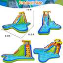 BESTPARTY 6 in 1 Inflatable Water Slide Bounce House, 15.3x9.5x7.9FT 300LBS Weight Limit, Wet Dry Outdoor Water Park with Climbing Wall, Splash Pool, Sprinkler, Includes 370W Blower & Storage Bag, 184 inches x 114 inches x 95 inches