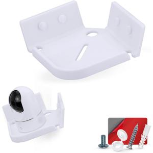 BRAINWAVZ Drill Free Tilted Corner Wall Mount Small Shelf for Baby Monitors, Home Security Cameras & More, Strong VHB Adhesive with Screw in Option, Easy to Install, No Mess (White, 4" TILTED)