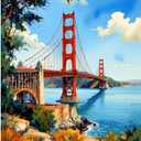 EnLvYY Paint by Numbers Kit for Adults 16x20in, (Unframed) DIY Acrylic Painting on Canvas, San Francisco Coastal Bridge Landmark Landscape, Beginner Scenic Wall Art for Home Decoration or Gift, 16X20IN Folded