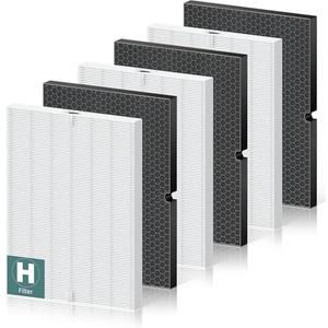 PETOX 116130 Replacement Filter H for Winix 5500-2 AM80 Plasmawave Air Purifier, High Efficiency Filter and Activated Carbon Filter Combo Pack, 3 Set