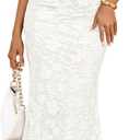 ZESICA Women's Sleeveless Floral Bodycon Maxi Dress 2026 Summer Ruched Mesh Wedding Guest Cocktail Party Dresses (White, XL)