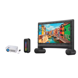 iLive Pop-Up Home Movie Theater Kit with Inflatable Screen, Projector and Party Speaker