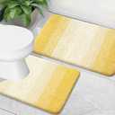 OLANLY Bathroom Rug Set 2 Piece, Soft Absorbent Microfiber Bath Mats and U-Shaped Contour Toilet Rug, Non-Slip, Machine Wash Dry, Plush Shaggy Bath Mats for Bathroom (24"x16"+24"x20", Yellow)