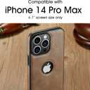 Casus Designed for iPhone 14 Pro Max Case Vegan Leather Slim Logo View Classic Luxury Elegant Thin Protective Cover (2022) 6.7" (Gray)